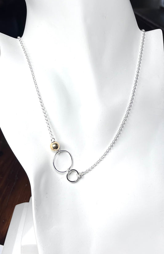 Offset Chain Necklace - Sterling with 14k gold filled bead