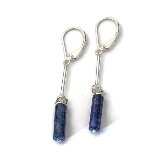 Blue Lapis Lazuli Cylinder Earrings