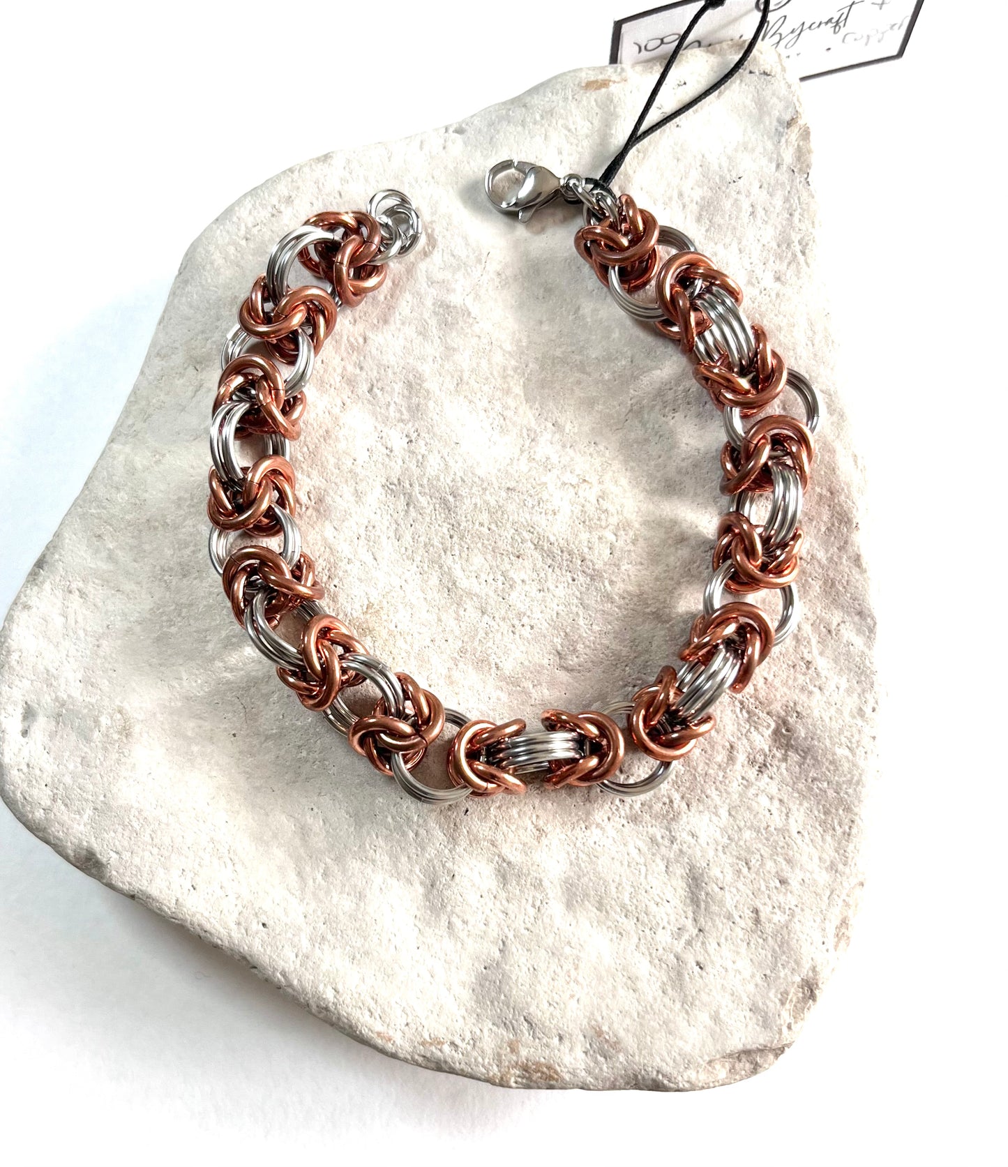 Stainless Steel and Copper Chainmail Chunky Bracelet