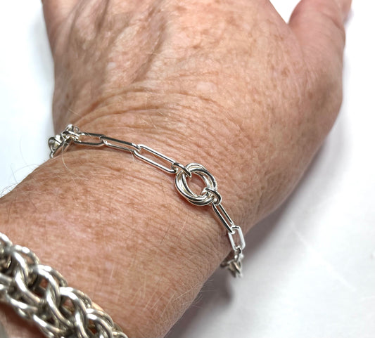 Paperclip and Chainmail Bracelet - Sterling Silver