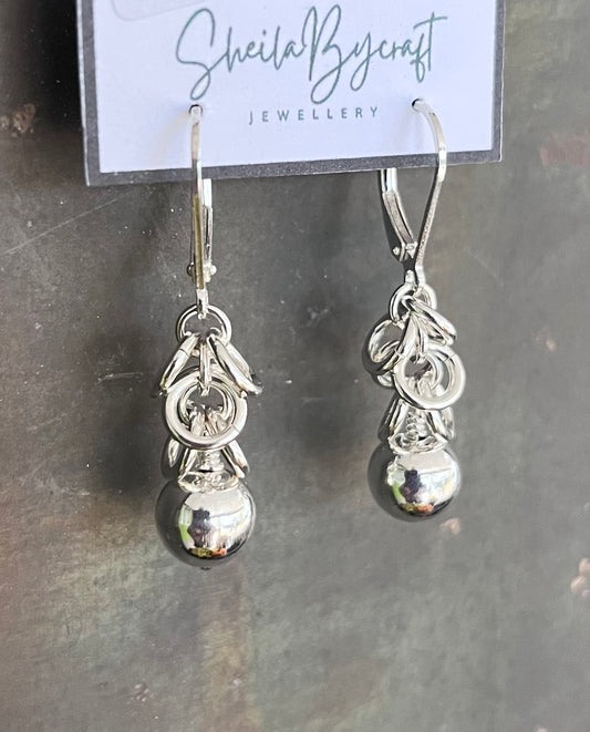 Shaggy Sterling Earrings - Sterling round bead