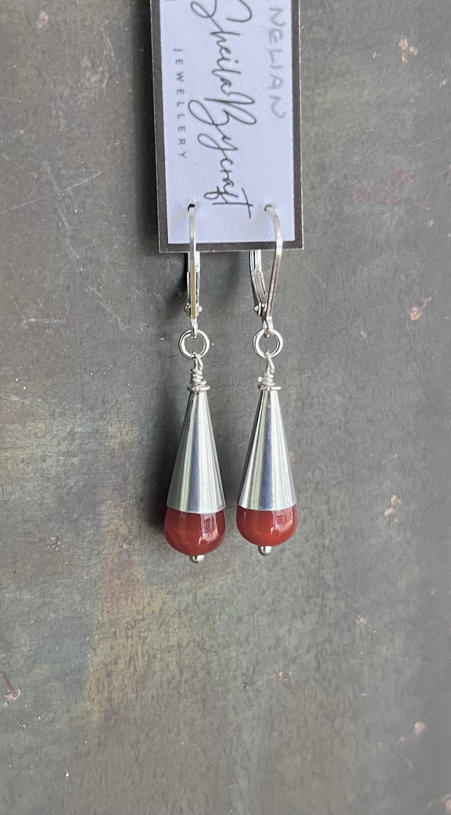 Carnelian Gemstone Sterling Earrings