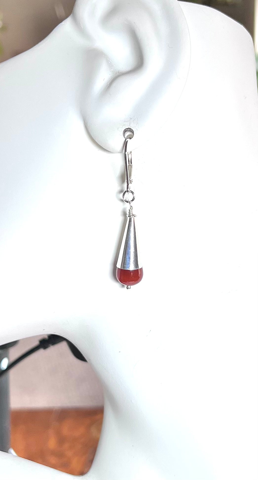 Carnelian Gemstone Sterling Earrings