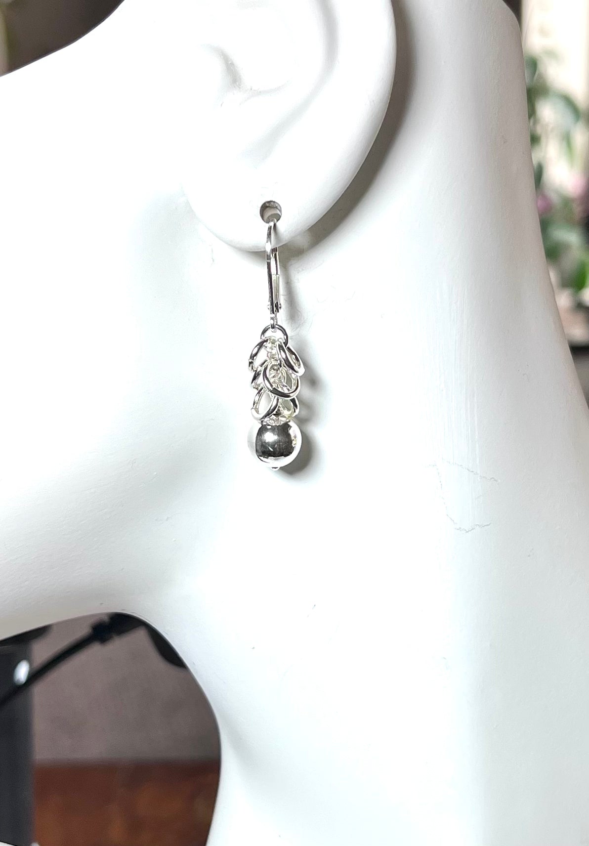 Shaggy Sterling Earrings - Sterling round bead