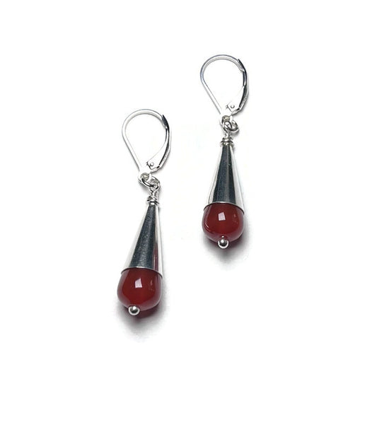 Carnelian Gemstone Sterling Earrings