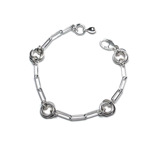 Paperclip and Chainmail Bracelet - Sterling Silver