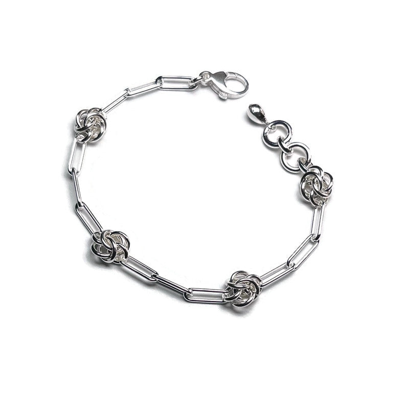 Paperclip and Chainmail Sterling Silver Bracelet