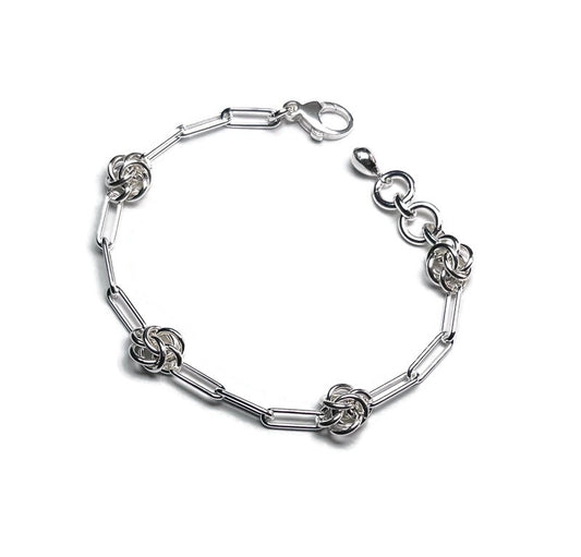 Paperclip and Chainmail Sterling Silver Bracelet