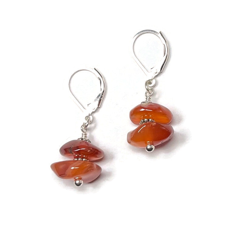 Red Amber Earrings