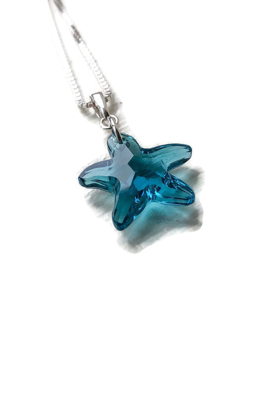 Turquoise Crystal Starfish Pendant Necklace