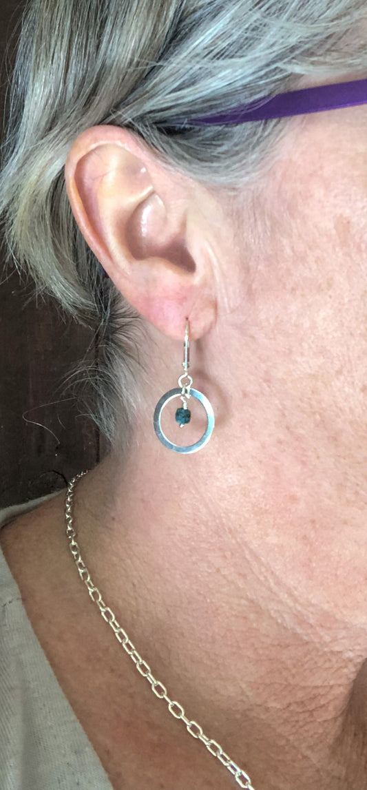 Turquoise Dot Earrings - Round Circle