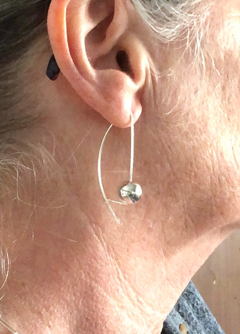 Sterling Beaded Crescent Earrings