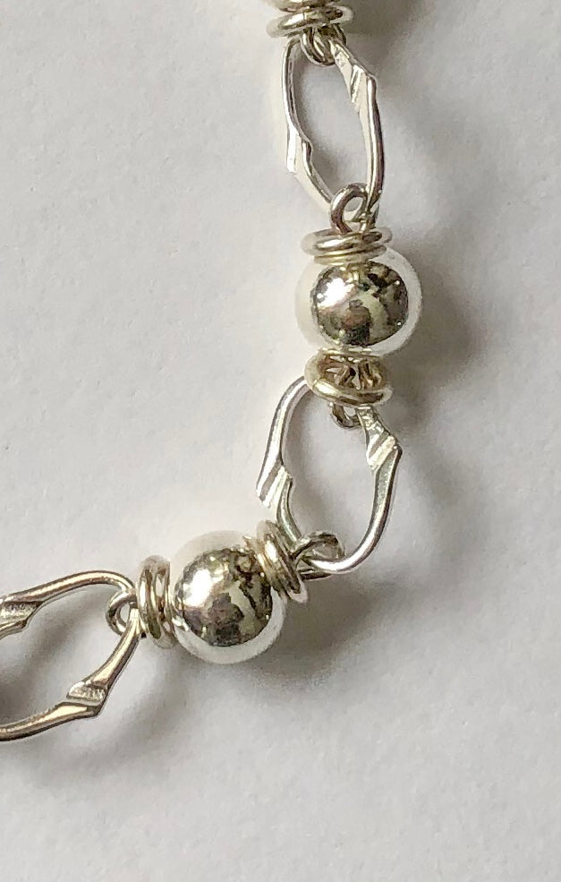 Sterling Link and Bead Bracelet