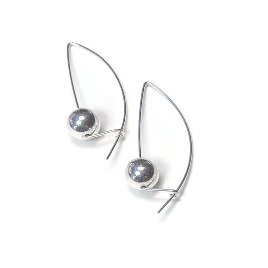 Sterling Beaded Crescent Earrings
