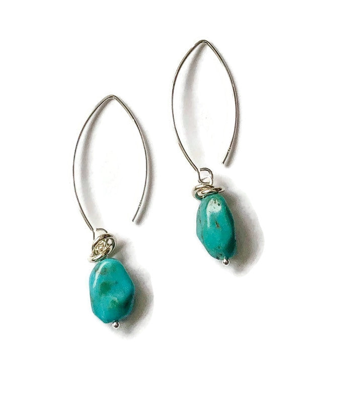 Turquoise Nugget and Sterling Earrings