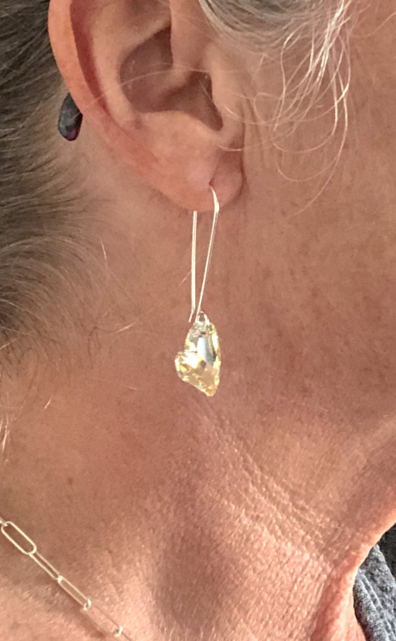 Iridescent Crystal Heart Earrings