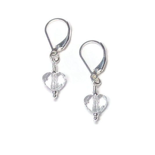 Clear Crystal Petite Heart Earrings