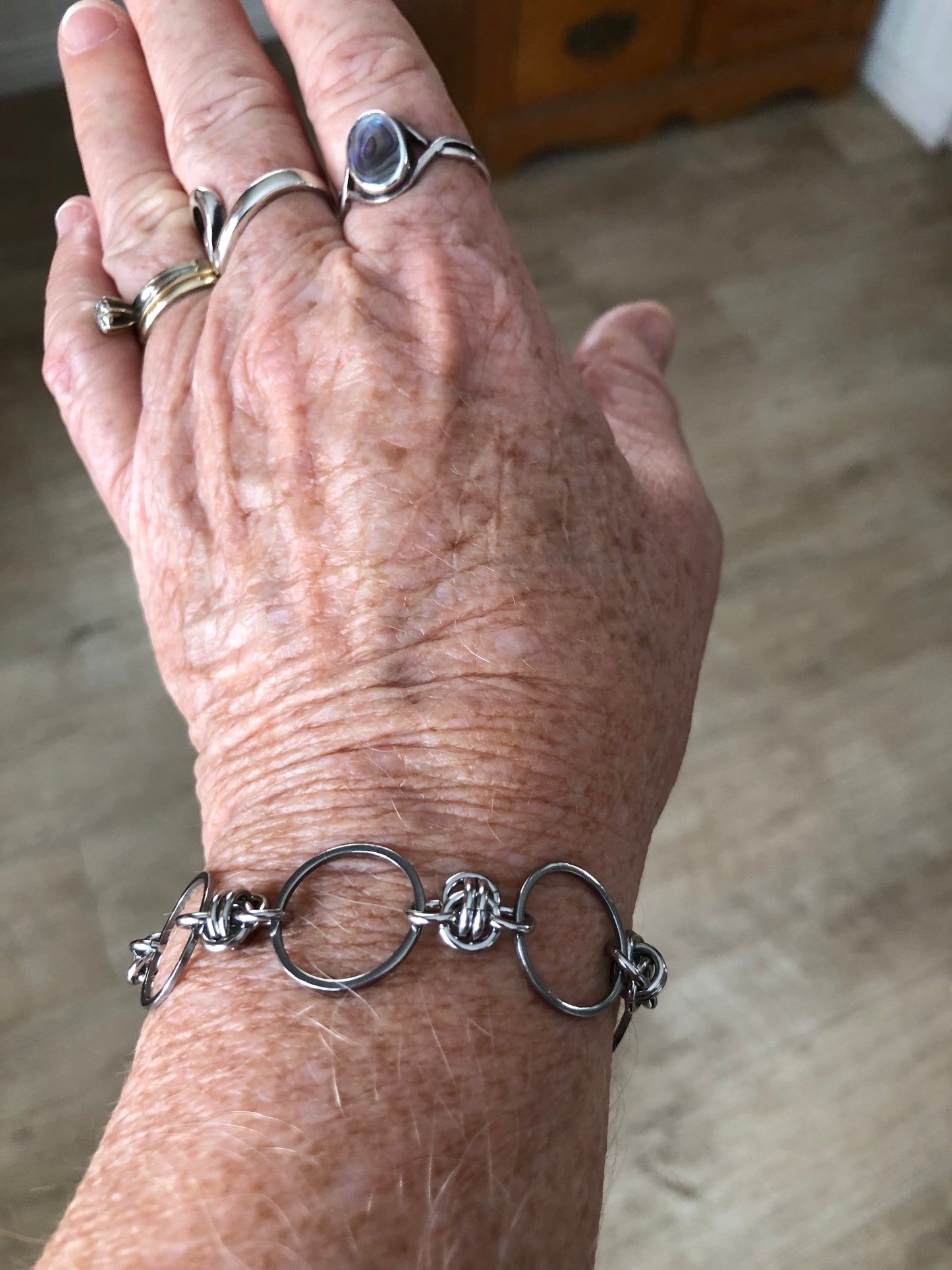 Stainless Steel Circles and Chainmail Bracelet