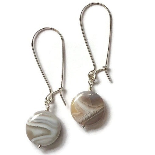 Botswana Agate and Sterling Silver Earrings