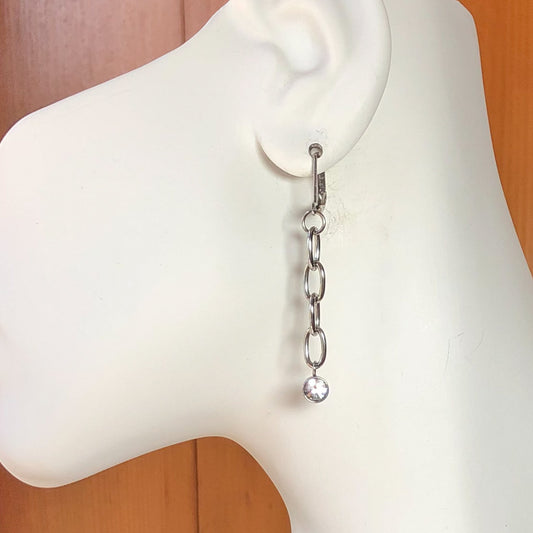 Stainless Steel Earrings Crystal and Chain