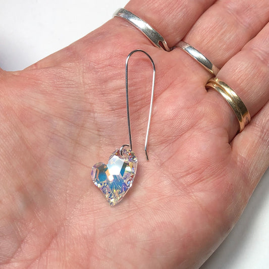 Iridescent Crystal Heart Earrings