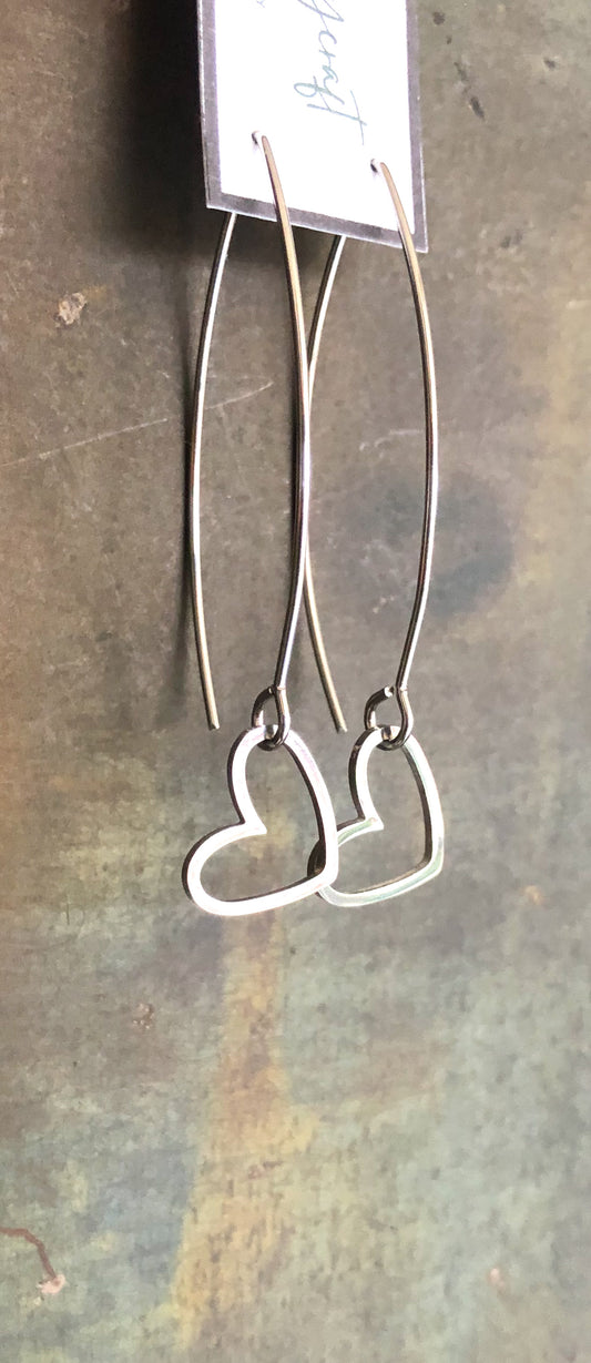 Stainless steel Heart Earrings - Long