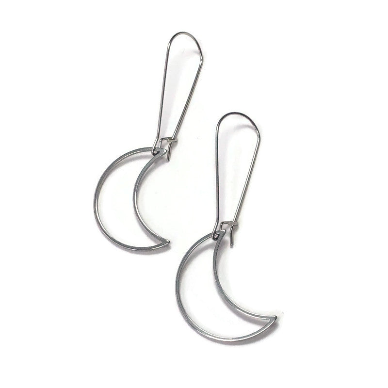 Stainless Steel Moon Earrings