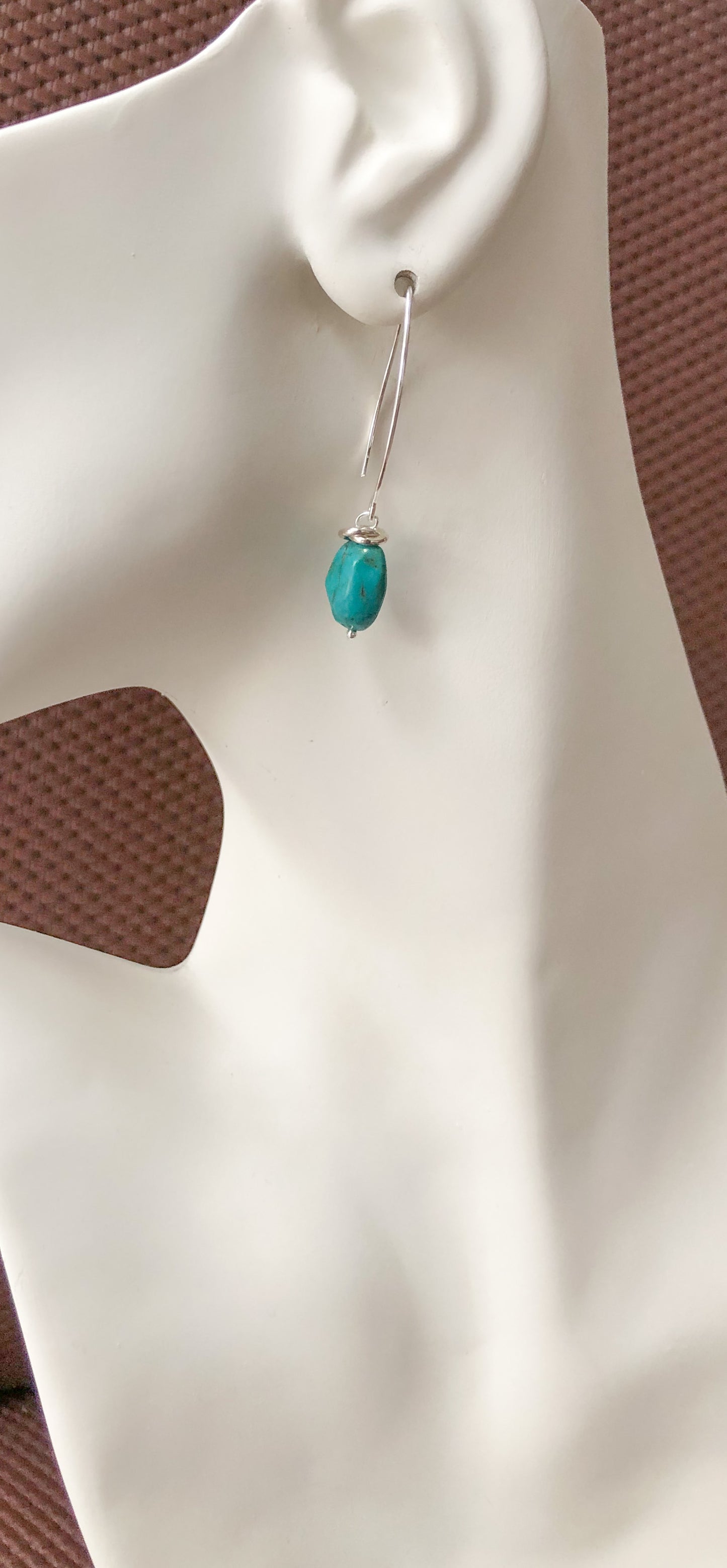 Turquoise Nugget and Sterling Earrings