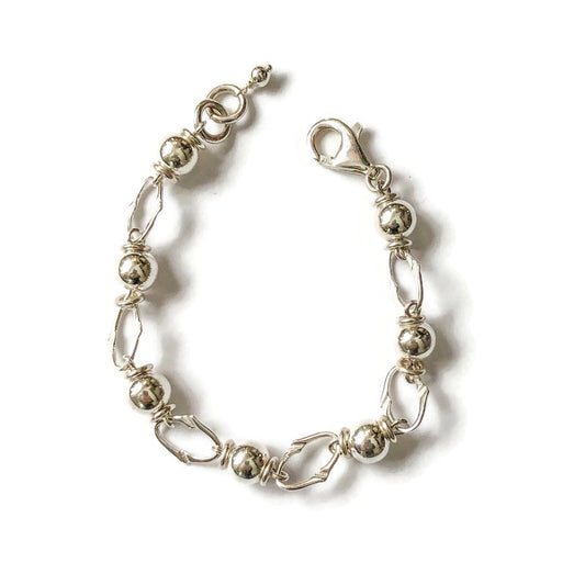 Sterling Link and Bead Bracelet