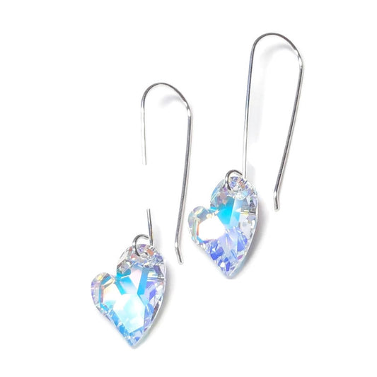 Iridescent Crystal Heart Earrings