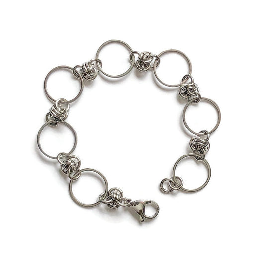 Stainless Steel Circles and Chainmail Bracelet