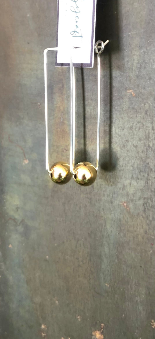 Rectangular Hoops with 14k Gold Fill Beads