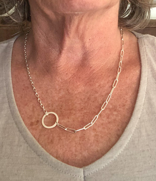 Offset Sterling Paperclip Necklace