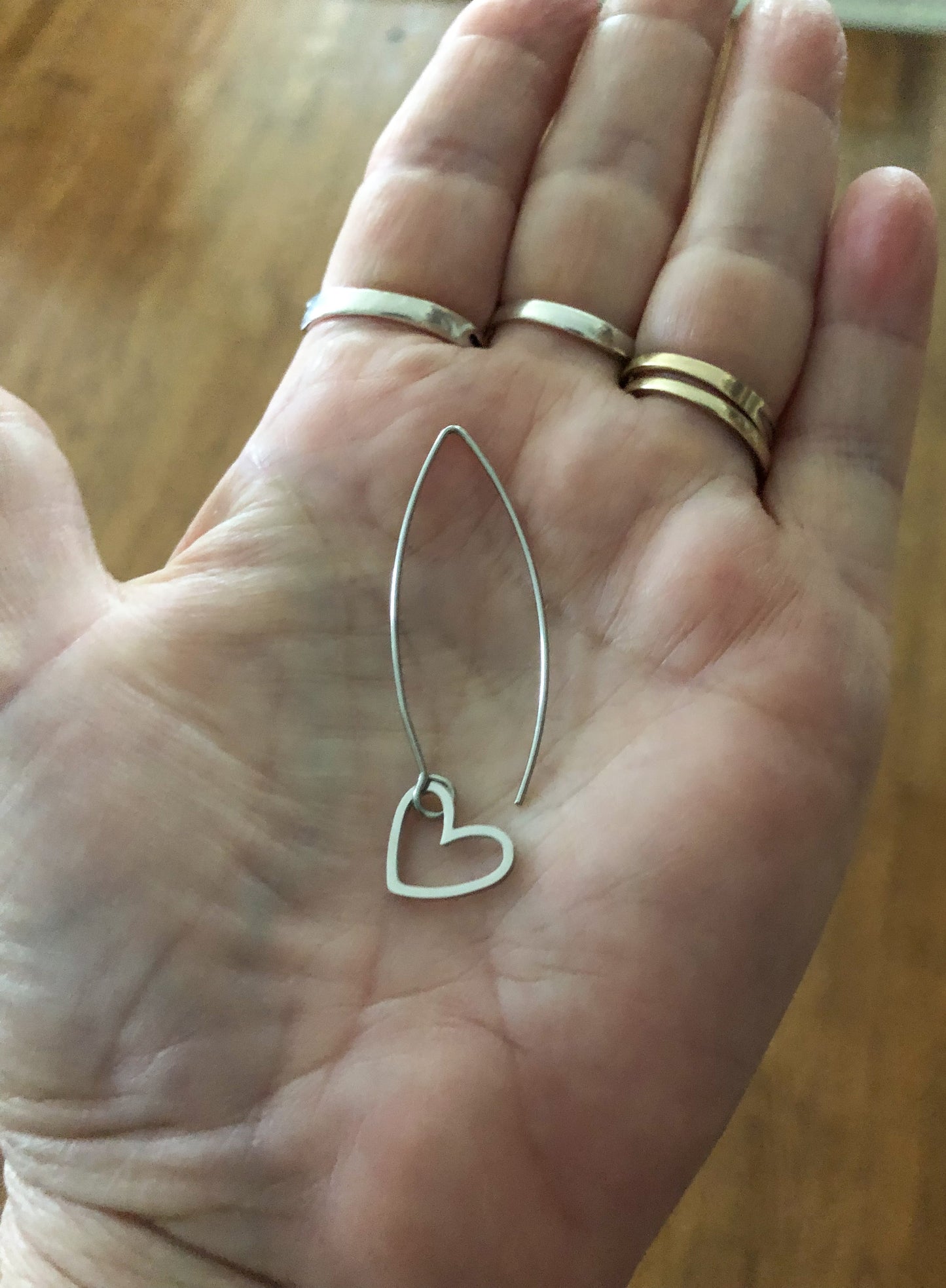 Stainless steel Heart Earrings - Long