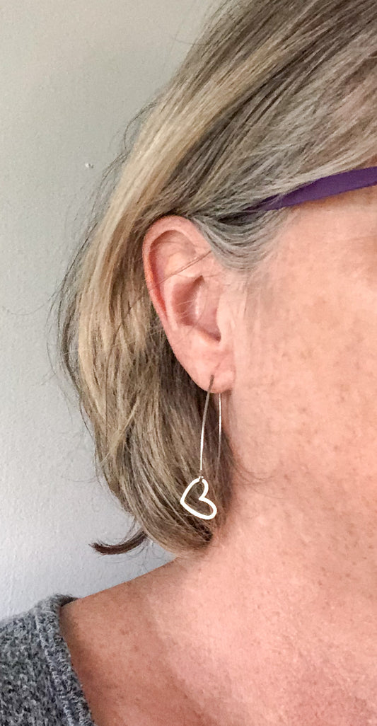 Stainless steel Heart Earrings - Long