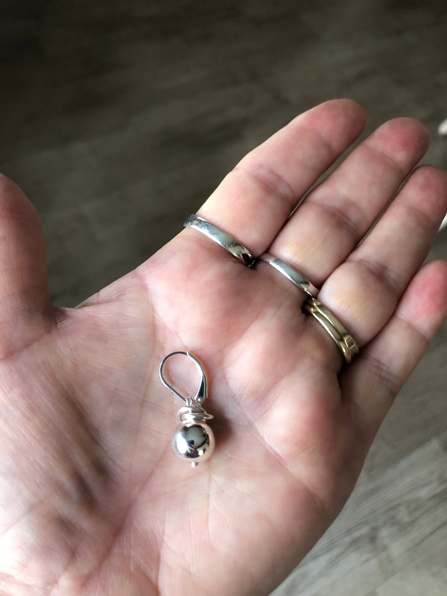 Round Shiny Sterling Bead Earrings