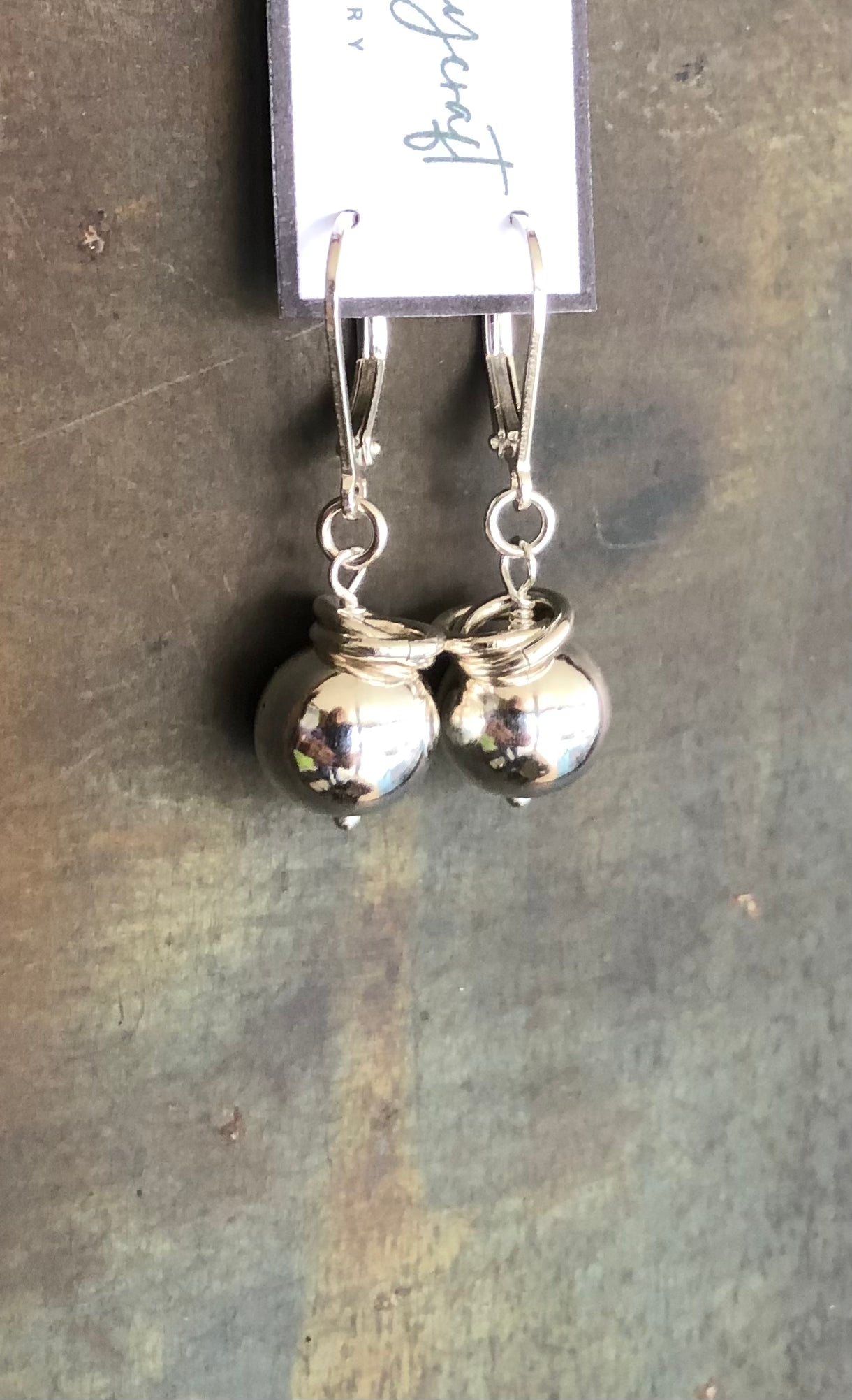 Round Shiny Sterling Bead Earrings