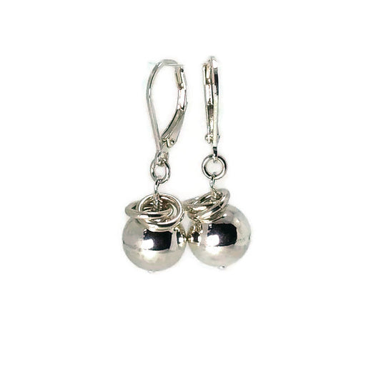 Round Shiny Sterling Bead Earrings